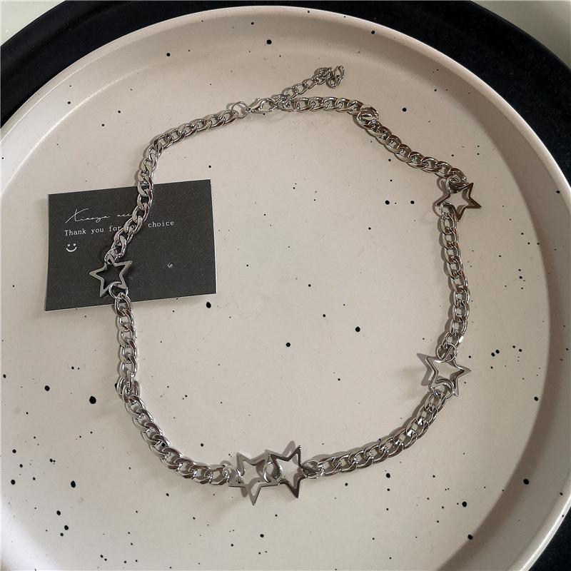 Y2K Star Zircon Pendant Necklace For Women Gothic Vintage Cool Girl Punk Charm Clavicle Chain Trendy Fashion Grunge Jewelry Gift