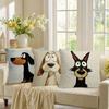Double-Sided Printed Pillow Covers, Cartoon Funny Dog Illustrations Print Cushion Cases, Cozy Home Decor Bedroom Living Room