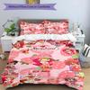Set cuvertură de pilota 3 buc (1 * Husă de pilota + 2 * Față de pernă, Fără Miez), Set de așternut cu imprimeu Strawberry Shortcake, Decor pentru dormitor, Pentru toate anotimpurile, Cadou de ziua de naștere