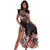 The New Summer Women's Fashion Positioning Is A Long Dress with Floral Ties and A Cinched Waist
