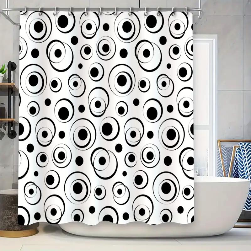

Modern Black White Print Shower Curtain for Bathroom Decor Round Pattern 3D Waterproof Fabric Various Sizes Available (Customiza 90x180cm