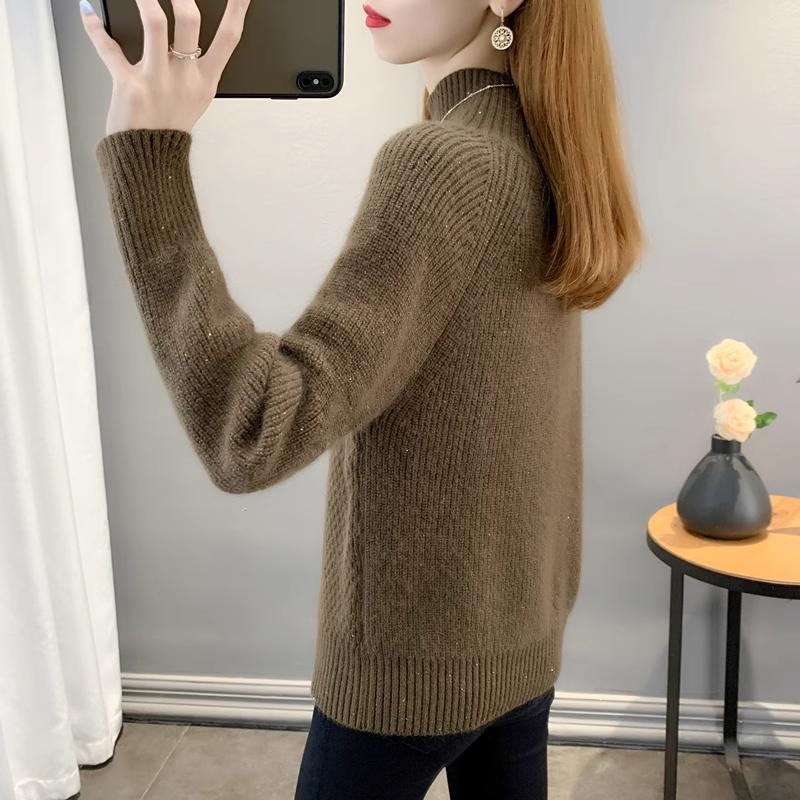 Turtle Neck Drop Shoulder Sweater, Casual Long Sleeve Sweater for Fall & Winter, Women's Clothing
