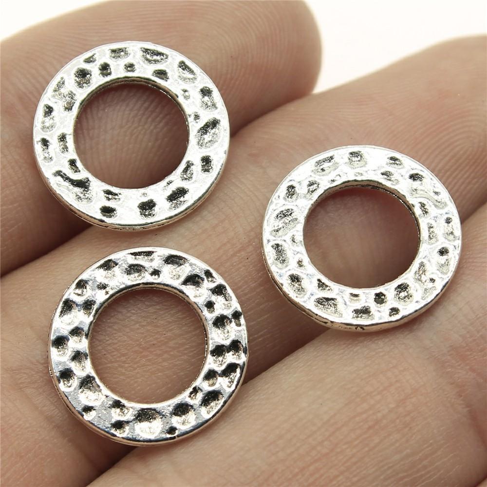 10pcs Round Circle Tibetan Bronze Silver Color Pendants Antique Jewelry Making DIY Handmade Craft Charms For Jewelry Making
