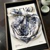 Retro Blue Square 100% Silk Scarf 53cm Floral Small Head Neck Hijab Women Kerchief High Quality Silk Bandana Scarves