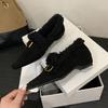 New pointed inner thick heel one-word buckle versatile commuter soft sole belt buckle foot women's warm single shoes