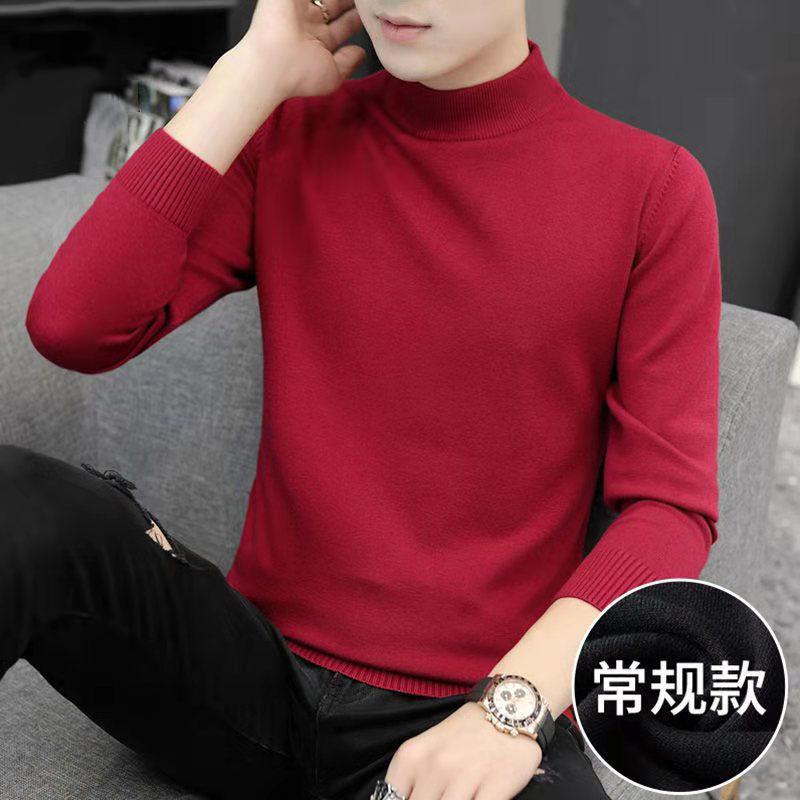 Men S Half Turtleneck Knitted Sweater Slim Fit Casual Winter Pullover