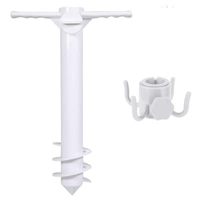 3/5 Spin Inserts Spiral Umbrella Plug with Hook Spike Auger Keep Holder Windproof Sunshade Bracket Equipment for Sand Soil Grass