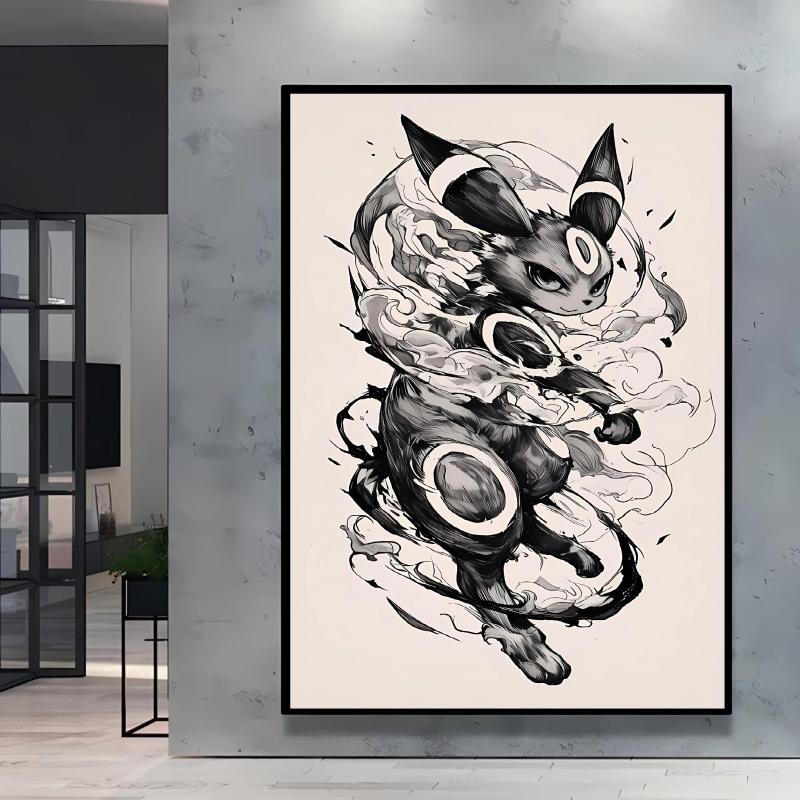 Japanese Anime Canvas Paintings Pokemon Umbreon Retro Style Cartoon Picture Modern Home Living Room Children's Room Decor Poster