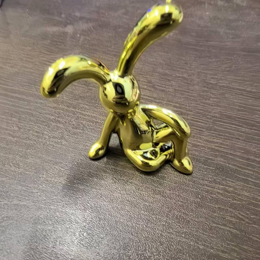 Figurine de lapin créative électroplaquée moderne et nordique, décoration de luxe pour salon, voiture et meuble TV