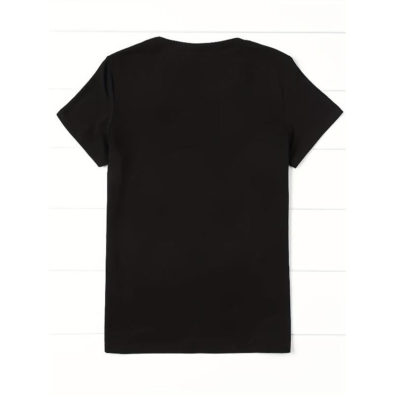 Europäische Größe T-Shirt mit Buchstabenaufdruck und Rundhalsausschnitt, Lässige lockere Kurzarm-Sommer-T-Shirts Oberteile, Damenbekleidung