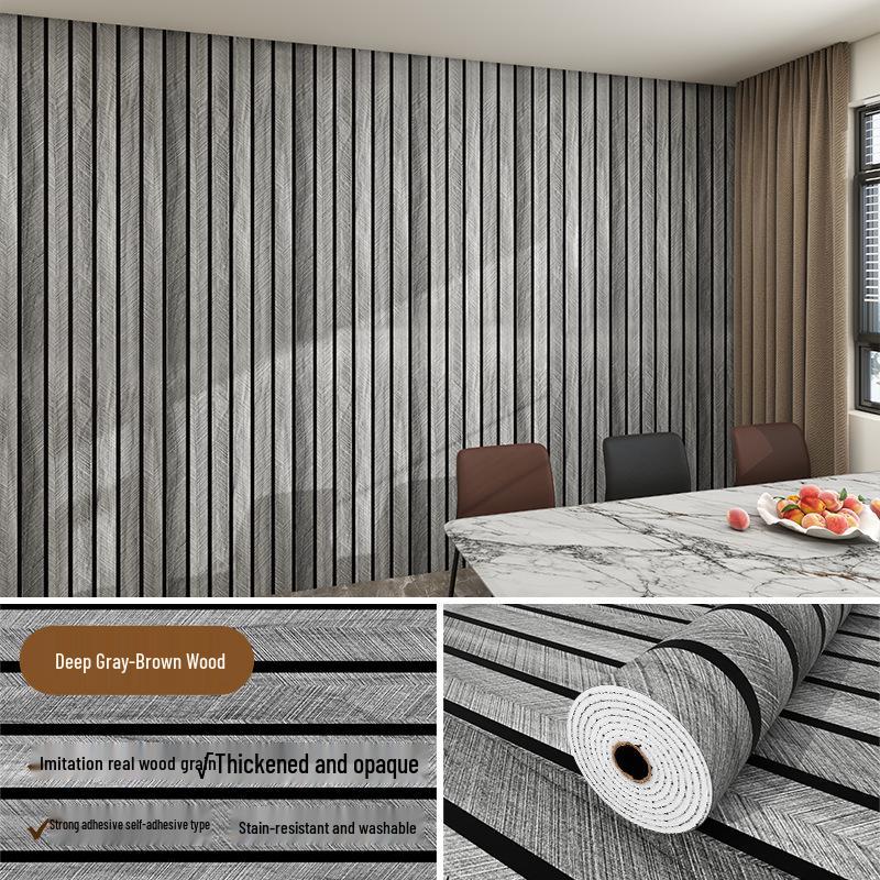 Tapet Autoadeziv 3D cu Aspect de Lemn pentru Fundal TV și Pereții Dormitorului