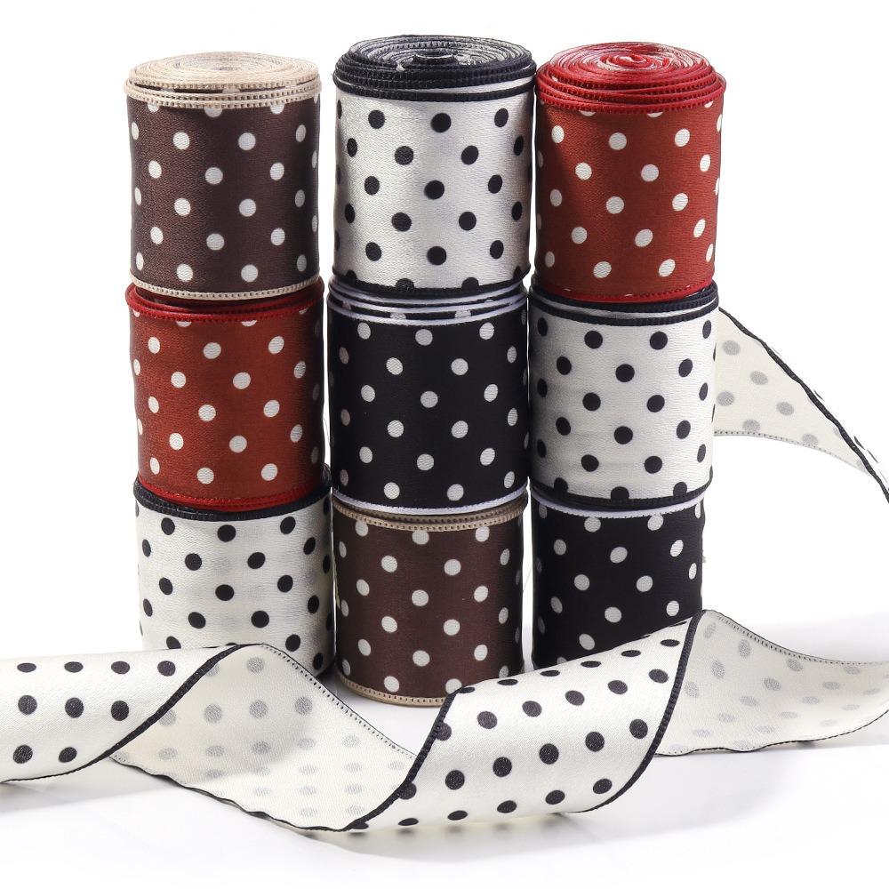 Polka Dot Printed Printed Ribbons Polyester Decoration Ribbon Decorative DIY Ribbons  Gift Wrapping