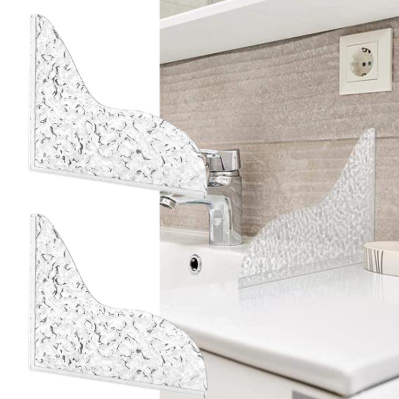 2Pcs Acrylic Shower Splash Guards Transparent Clear Drip Blocker for Bathtub Self Adhesive Water Barrier for Bathroom