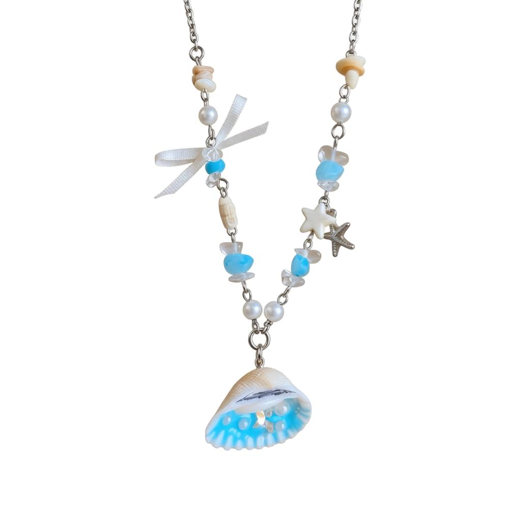 Seaside Vacation Style Cute Pearl Shell Starfish Beaded Necklace