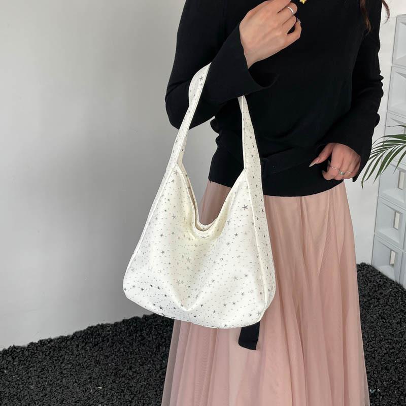 Summer New Star Polka Dot Casual Bag Fashion Korean Sparkling Tray Extra Large Bag Shoulder Commuter Bag