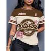 Summer Retro Contrast Color Women's Outdoor Daily Sports Round Neck Short-sleeved Tops