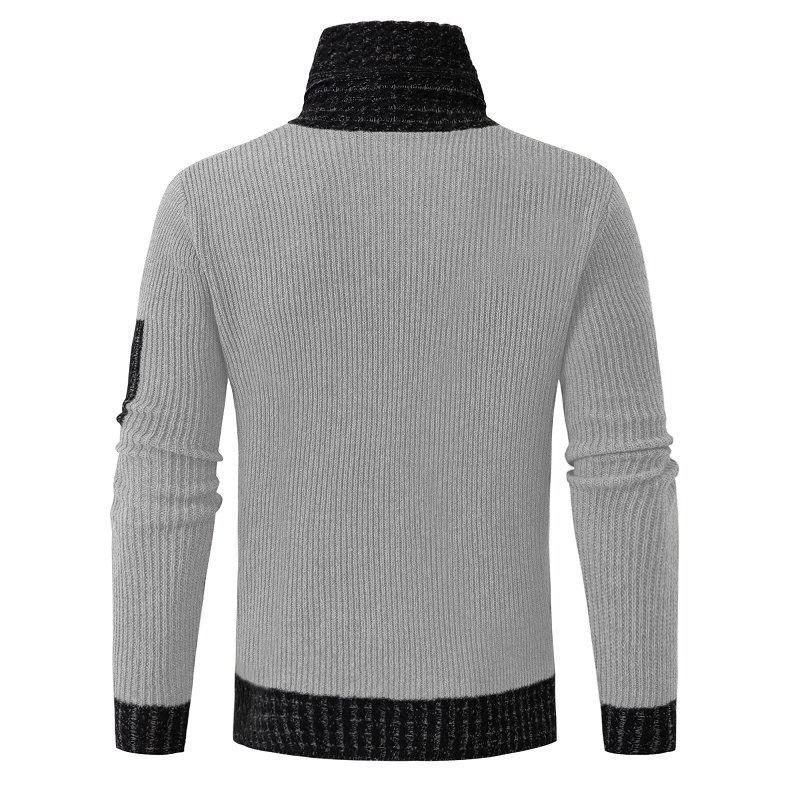 Herren Slim-fit Patchwork Strickpullover mit Schalkragen (Modell 2025)