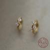 925 Sterling Silver Plated 14K Gold Exquisite Sparkling Zircon Geometric Wave Earrings for Women Simple Temperament Ear Accessor