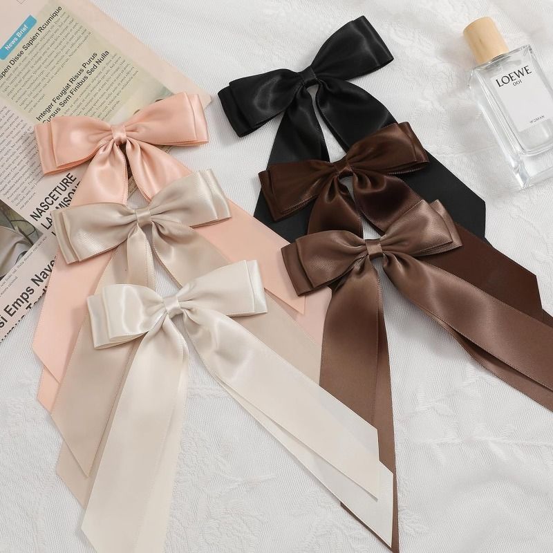 6PCS Explosive Model Double Ribbon Ribbon Hair Clips Fresh Sweet Female Simple Temperament Versatile Hair Accessories Hair Card