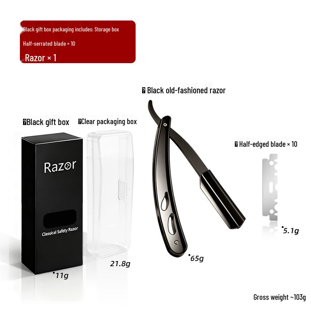 Vintage Stainless Steel Barber Razor for Men's Shaving and Trimming