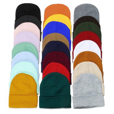 Hochwertige einfarbige Acrylwollmütze für draußen, warm, kalt, einfarbige Strickmütze, Überziehmütze für Männer und Frauen