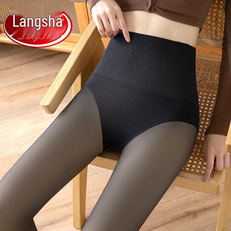 Langsha Women's Faux Sheer Fleece Lined Tights