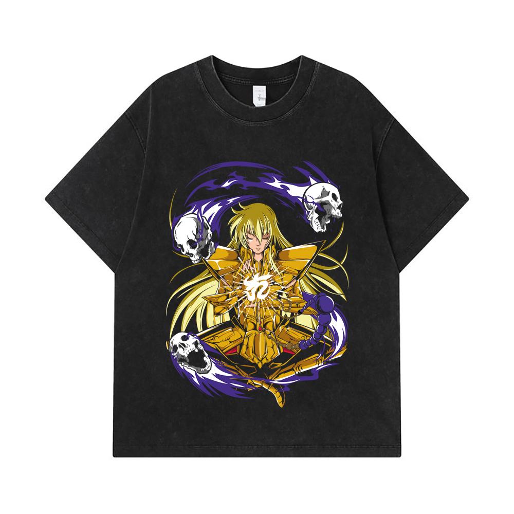 T-shirt Lavate 275 GSM 100% Cotone Saint Seiya V30 Stampa Vergine Unisex T-shirt Pesante in Cotone