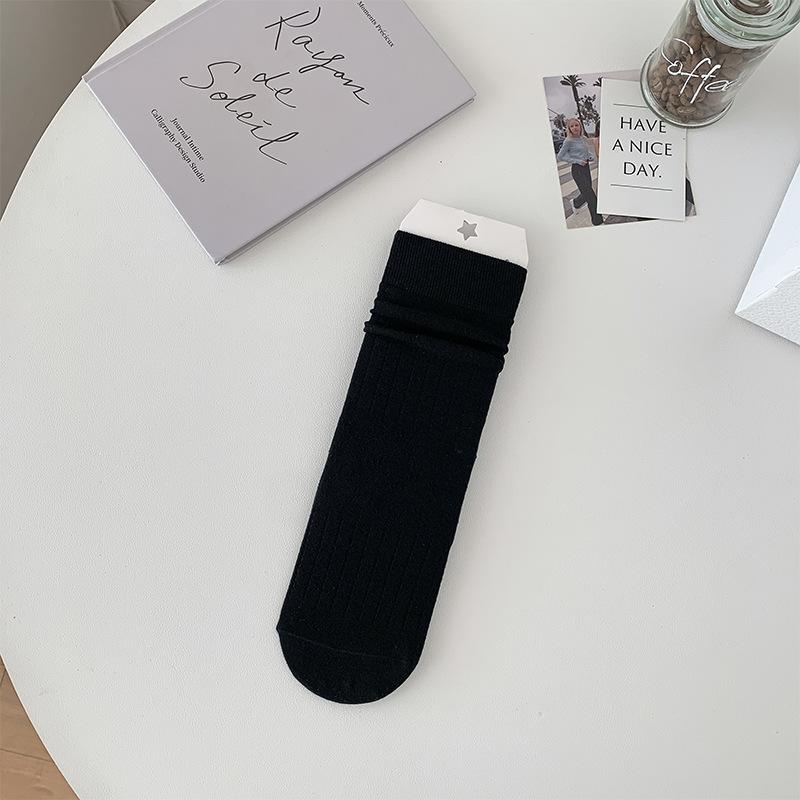 

Весна и лето Мягкие однотонные гофрированные плоские носки Macron среднего размера в студенческом стиле, универсальные складные носки для детей One Size