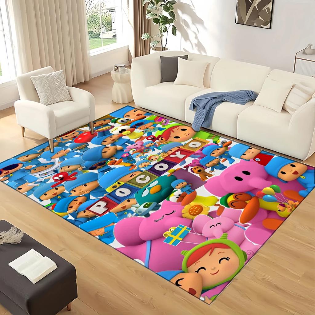 HD Fun P-Pocoyo Cartoon Elly Pato Carpet Rug for Home Living Room Bedroom Sofa Doormat Decor,kids Play Non-slip Floor Mat