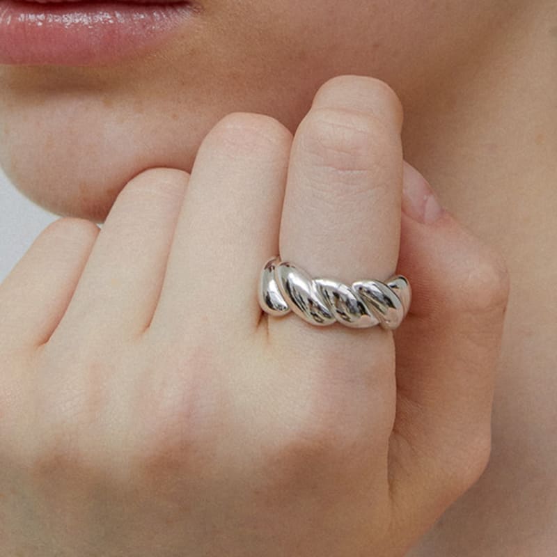 by hyeres Chunky rope ring (Silver) BH7R56731WB
