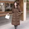 Down Cotton Coat for Women, Thickened Fur Collar, Knee-length Loose Winter Korean Style Cotton Coat, Long New Cotton Jacket