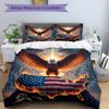 3pcs Eagle Soars Map Bedding Set, Includes One Quilt Cover and Two Pillowcases, Bedroom and Guest Room Decoration. T7230124