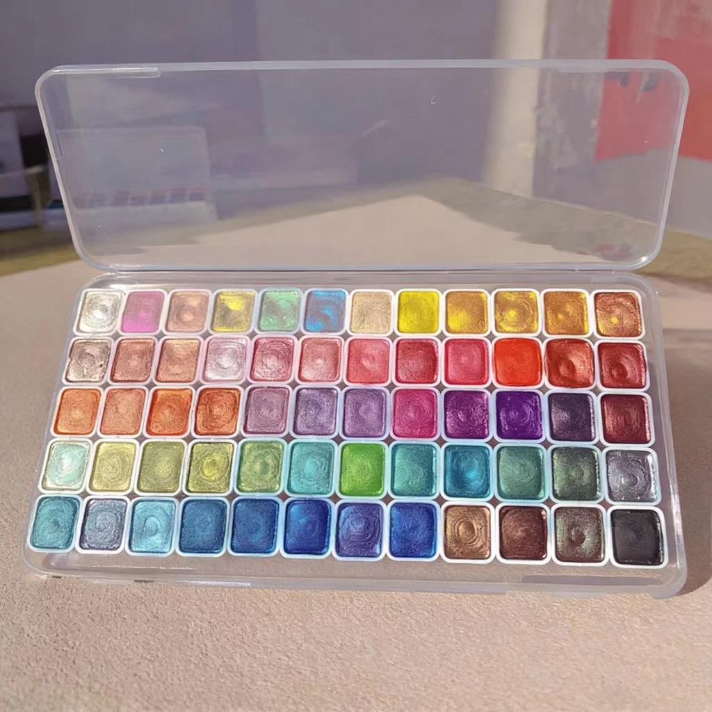 180/60 color metallic watercolor paint set, portable and lightweight, high solid pigment, starry sky tones, suitable for artists