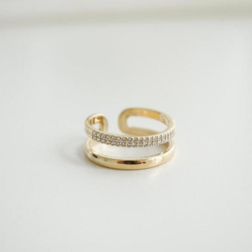 New Arrivals Open Run Ring Minimal Open Silver Layered Women Cubic