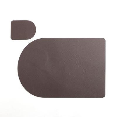 Modern Home Leather Table Mat + Coaster (Chocolate Brown + White)