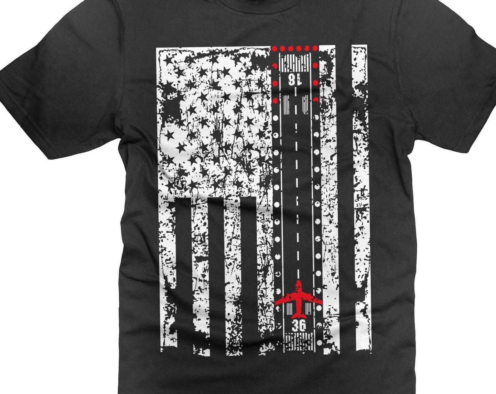 USA Flag Pilot T-Shirt: Aviation Patriotic Gift 4XL