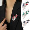Rhinestone Leaf Shaped Brooch Crystal Metal Lapel Pins for Women Valentine Day Gift Stylish Party Jewelry Accessories