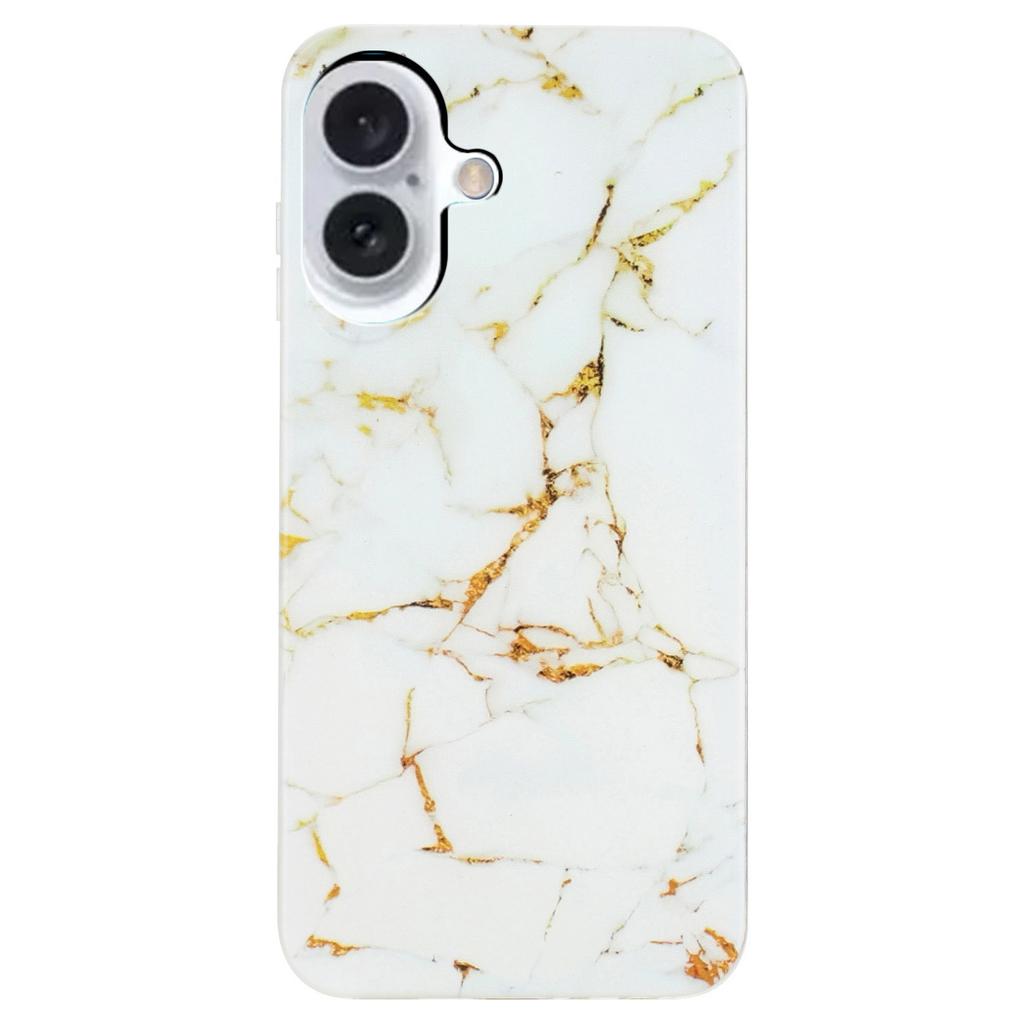 For iPhone 16 TPU Case Marble Pattern Print Protective Phone Cover