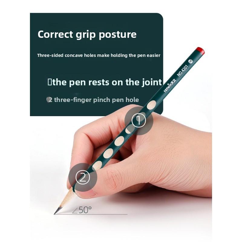 Correct Grip Hole-Pen Set - 12 Writing Pencils with Fine Strokes for Primary School Students - Boxed Set