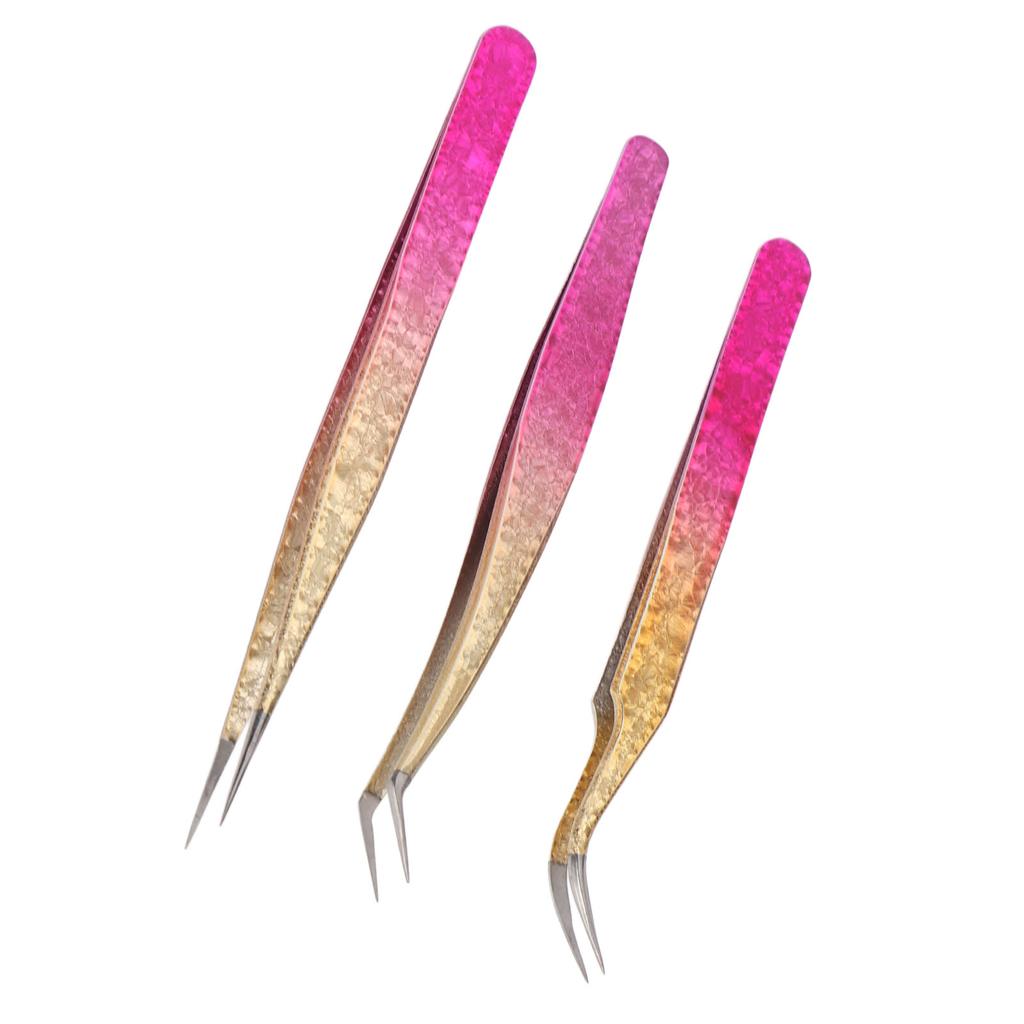 3 Stück Nail Art Pinzette Edelstahl Gerade Gebogene Spitzen Maniküre Strass Zange Farbverlauf