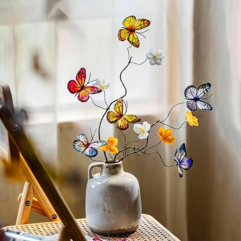 1PC With Flowers Artificial Flowers Dead Branches Flower Creative 12-fork Silk Flower Colorful 77cm