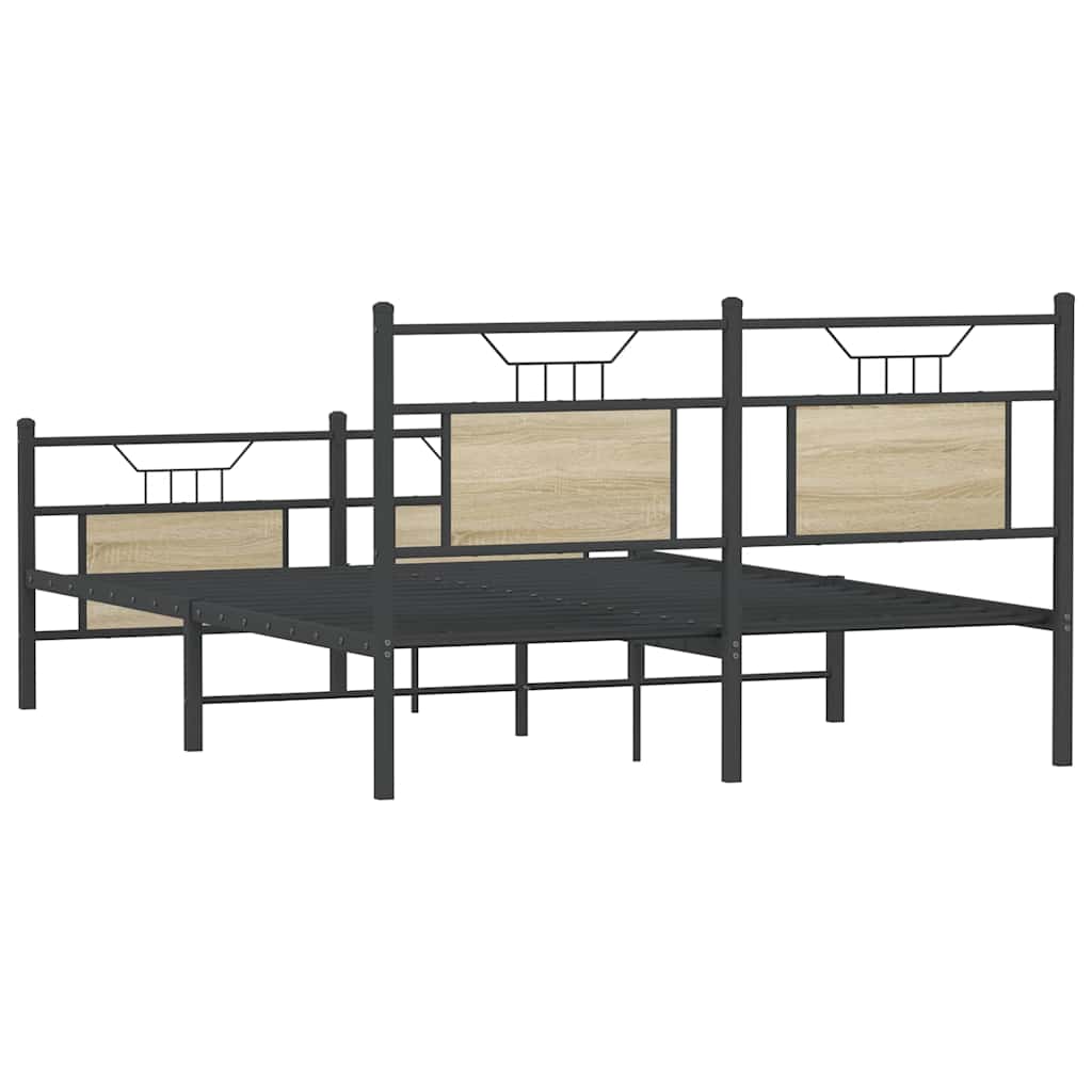 Bed Frame without Mattress Sonoma Oak Finish 140 x 190 cm Engineered Wood