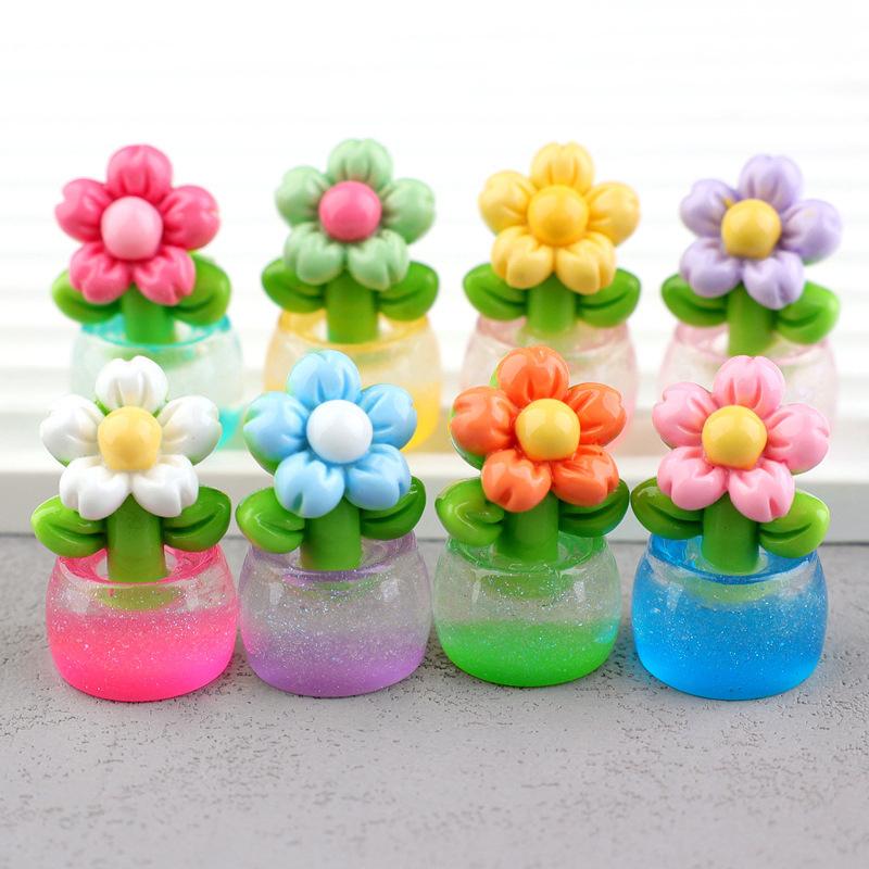 1Pc Uminous Flower Potted Plants Ornament Micro Garden Landscape Decoration Diy Resin Glow Toy Home Living Room Bedroom Decor