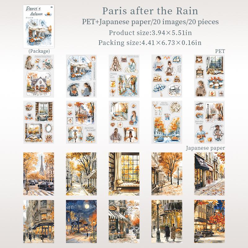 20 de Foi Serie Toamnă Paris Temă Călătorie Carte Autocolante Material Dual Pentru DIY Scrapbooking Decorare Colaj Ramă Foto