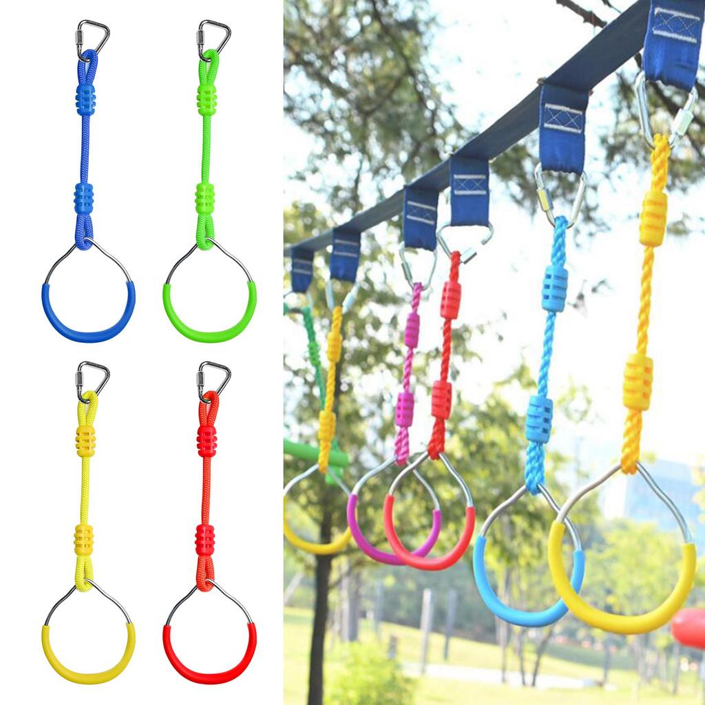 Swing Gymnastic Rings Colorful Backyard Outdoor Obstacle Ring for Kids