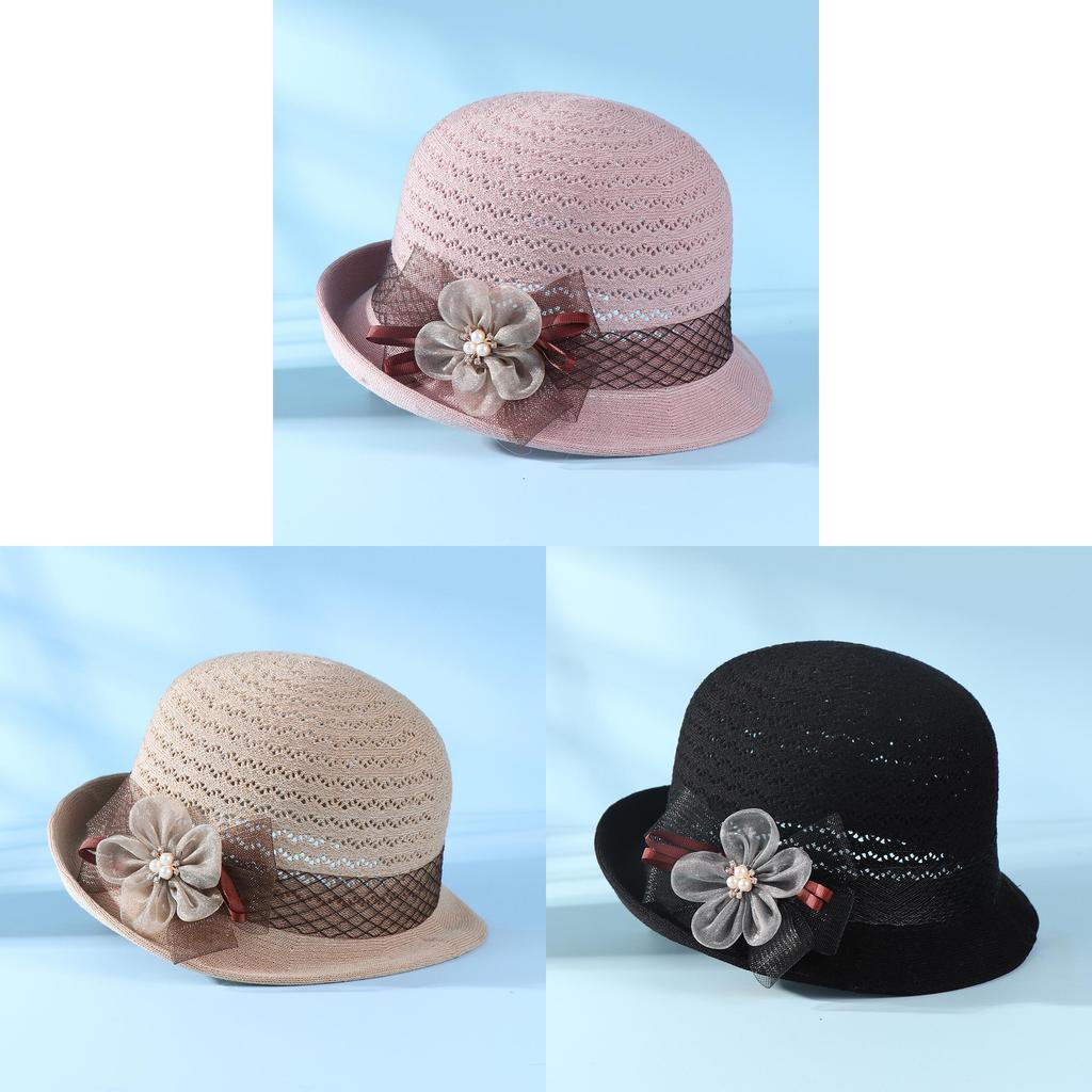 Knit Summer Sun Hat With Floral Pattern And Short Brim For Womens Fashion