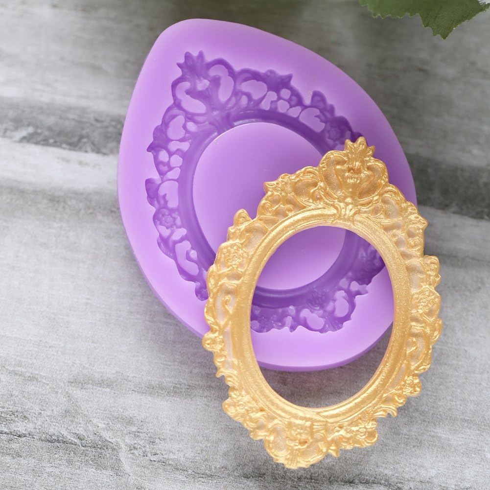 Mirror Frame Silicone Mold Fondant Sugarcraft Cake Decorating Tools Chocolate Candy Mold-Small