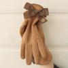 Soft Women Anti-cold Mittens Bow Thickened Suede Gloves Gift Windproof Finger Mittens  Winter