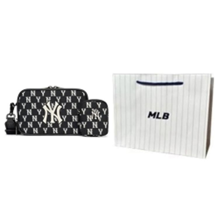 New MLB Monogram Collection Polyester Combo Bag, Camera Bag, Shoulder Bag Unisex Black 3ACRS022N-50BKS