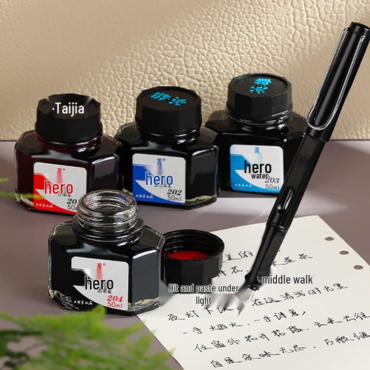 HERO Official Ink: Authentic Pure Red, Blue, Black Fountain Pen Ink